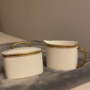 kate spade White Porcelain Creamer and Sugar with Gold Trim